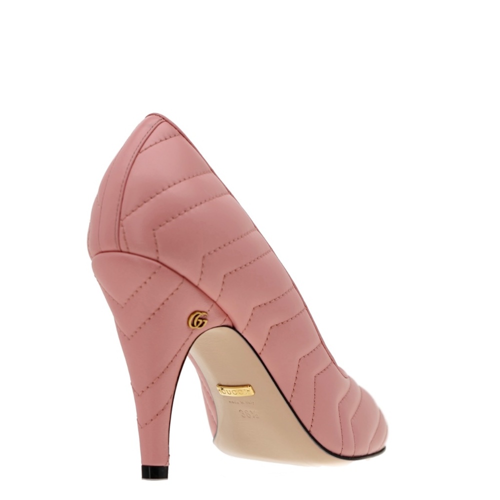 Gucci Charlotte Pumps Chevron Pink Leather Size 38.5 New - Picture 4 of 6